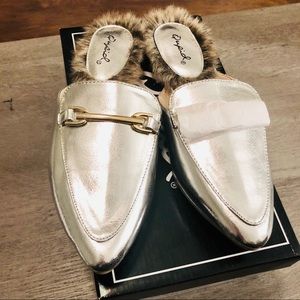 Qupid Silver Slide In Mule